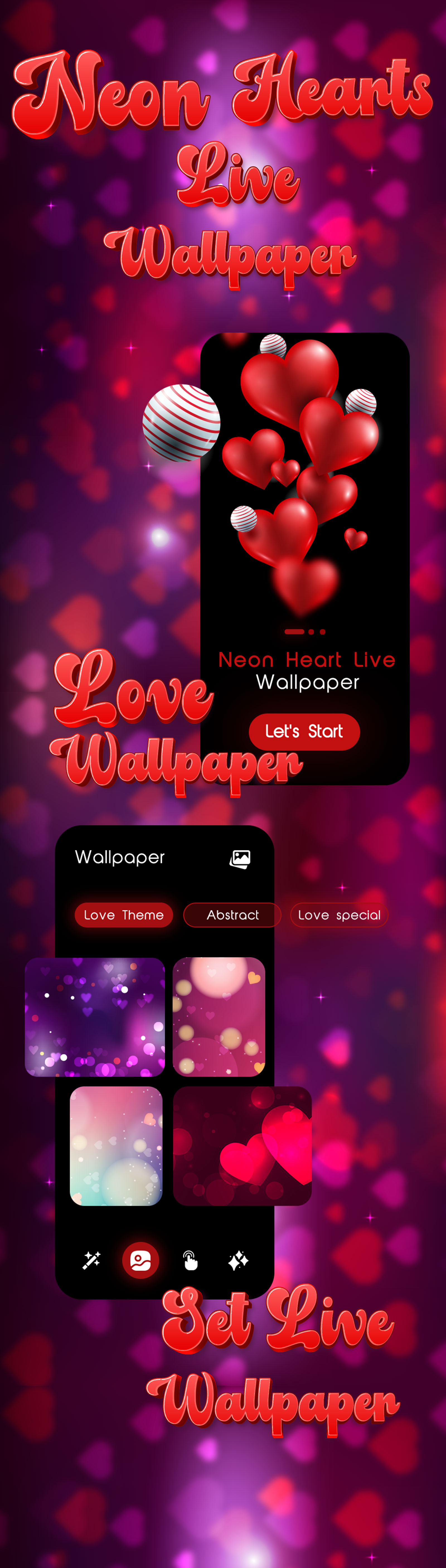 Neon Hearts Live Wallpaper - Android | Codester